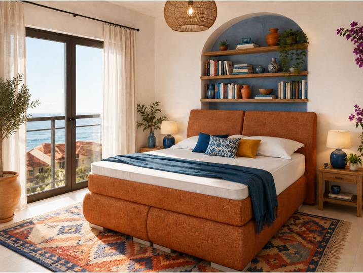 Boxspringbett RICO braun - Bettrahmen mit gerundeten Elementen – 3%-Vorkasse-Rabatt