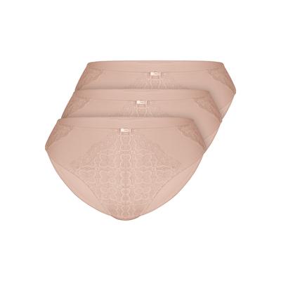 Slip SASSA "3er Pack Slip Happy Choice", Damen, Gr. 38, 3 Stk., beige (sand), Mikrofaser, , figurbetont, Unterhosen Slip