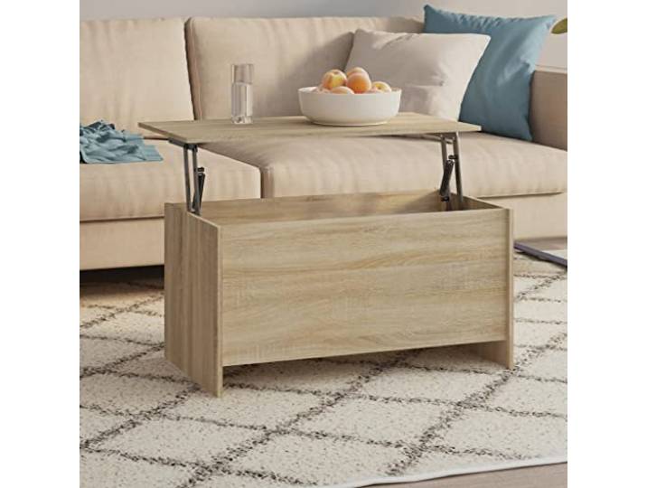 Couchtisch Sonoma-Eiche 102x55,5x52,5 cm Holzwerkstoff höhenverstellbar Höhenverstellbare Platte, verstecktes Fach, feuchtigkeitsbeständig, pflegeleichte Oberfläche, modernes Design