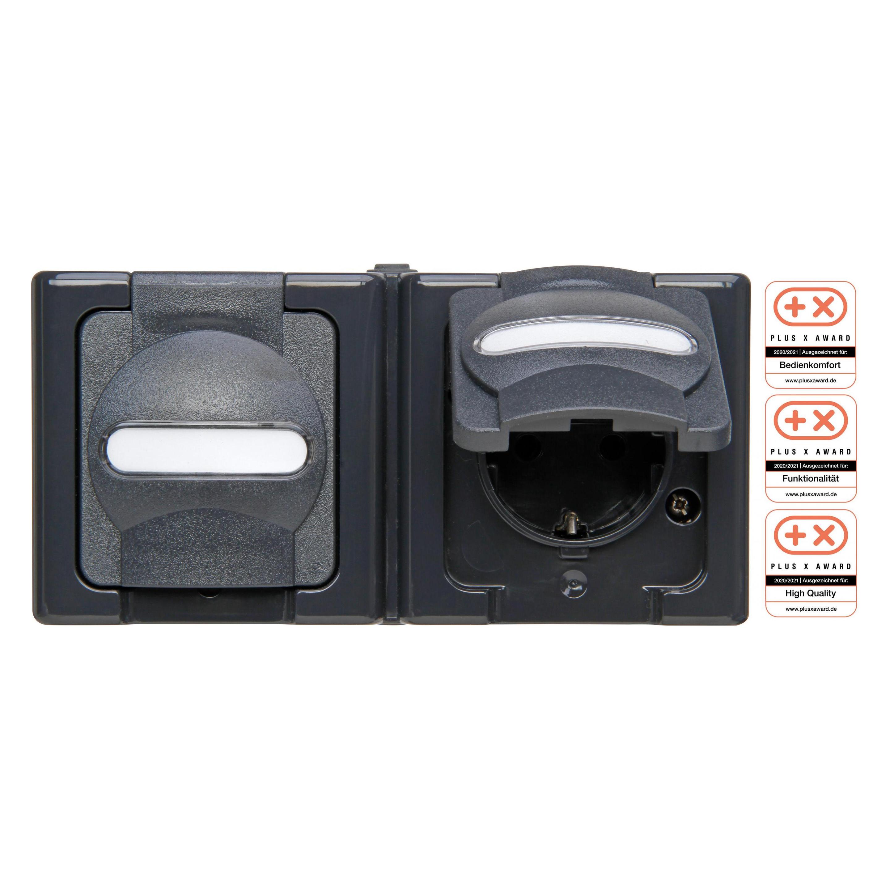 Kopp APWG Blue Electric 1312.1500.3 Schuko-Steckdose 2fach waagerecht anthr (131215003)
