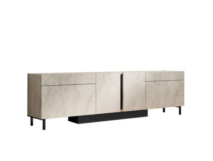 Hanah Home Modern TV Stand with LED Lighting, Travertine Color, 180 cm 100% Melamine Coated, Metal Legs, RGB Remote Stylish & Functional Design
