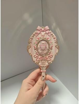 Uplift Picks Flower Knows Sweetie Bear Hand Mirror Creamy Pink Vanity Mirror 11