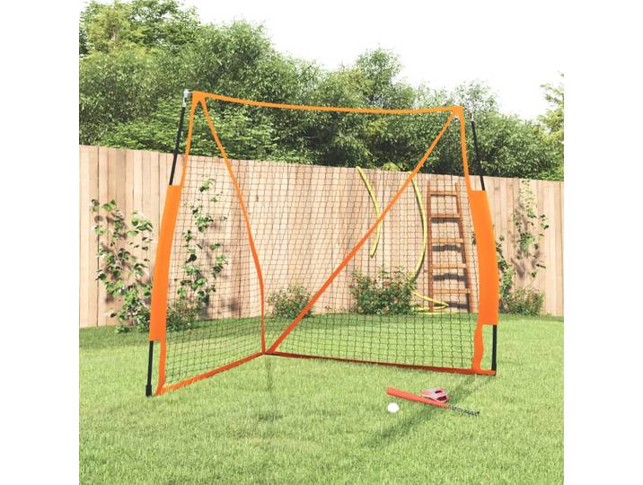 vidaXL Baseball-Netz Tragbar Orange Schwarz 183x182x183 cm Stahl