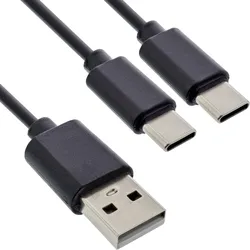 InLine USB 2in1 Y-Ladekabel, 1x USB-A Stecker an 2x USB-C Stecker, 1m