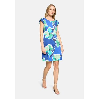 Etuikleid BETTY BARCLAY "Damen kurzarm", Damen, Gr. 46, Normalgrößen, blau, grün, Obermaterial: 97% Baumwolle, 3% Elasthan, figurbetont kurz, Rundhals, Kleider Etuikleid