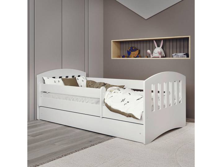 Mid.you Kinder-/Juniorbett Classic, Weiß, Birke, Schichtholz,Schichtholz,Sperrholz, H2, 1-Zonen, Höhe ca. 15 cm, links montierbar, rechts montierbar, 80x180 cm, mit Schubkästen,nicht verstellbar, Kinderzimmer & Jugendzimmer, Kindermöbel, Kinderbetten