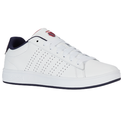 Sneaker K-SWISS "COURT BASE II", Herren, Gr. 42, Synthetik, weiß (weiß, navy, rot), Leder, Schuhe Sneaker