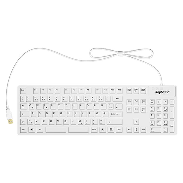 KeySonic KSK-8030 IN Industrie Silikontastatur eronomisch wasserdicht antimikrobisch resistent gegen alkal... (DE, Kabelgebunden) (28063)