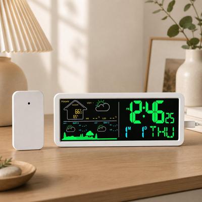 Smart Wireless Weather Station Clock With Outdoor Sensor & 3 Day Forecast Display Smart Wireless Weather Station Clock With Outdoor Sensor & 3 Day Forecast Display