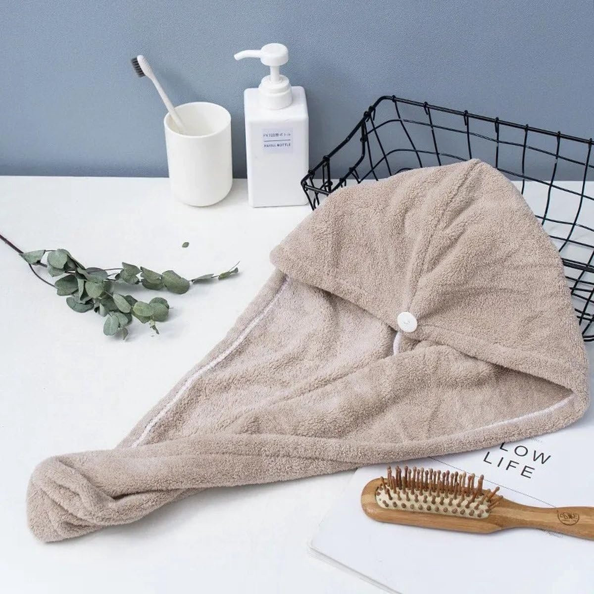 Microvezel Haar Turban Bruin - Snel Haar Drogen Zonder Hitte - 1 Stuks
