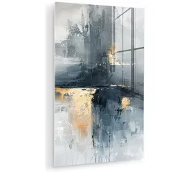 ACRYLGLASBILD Kunst - Grau - Gold - Abstrakt 80x120 cm