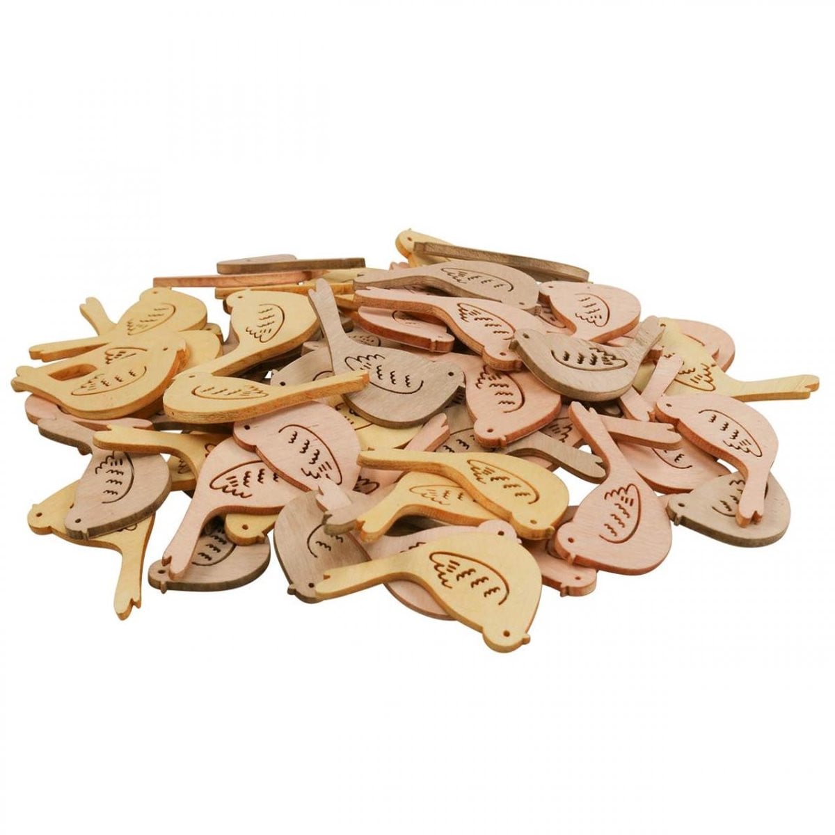 Viana Strooidecoratie Vogeldecoratie Hout Lente Geel/Beige/Oranje Ø4cm 72 st