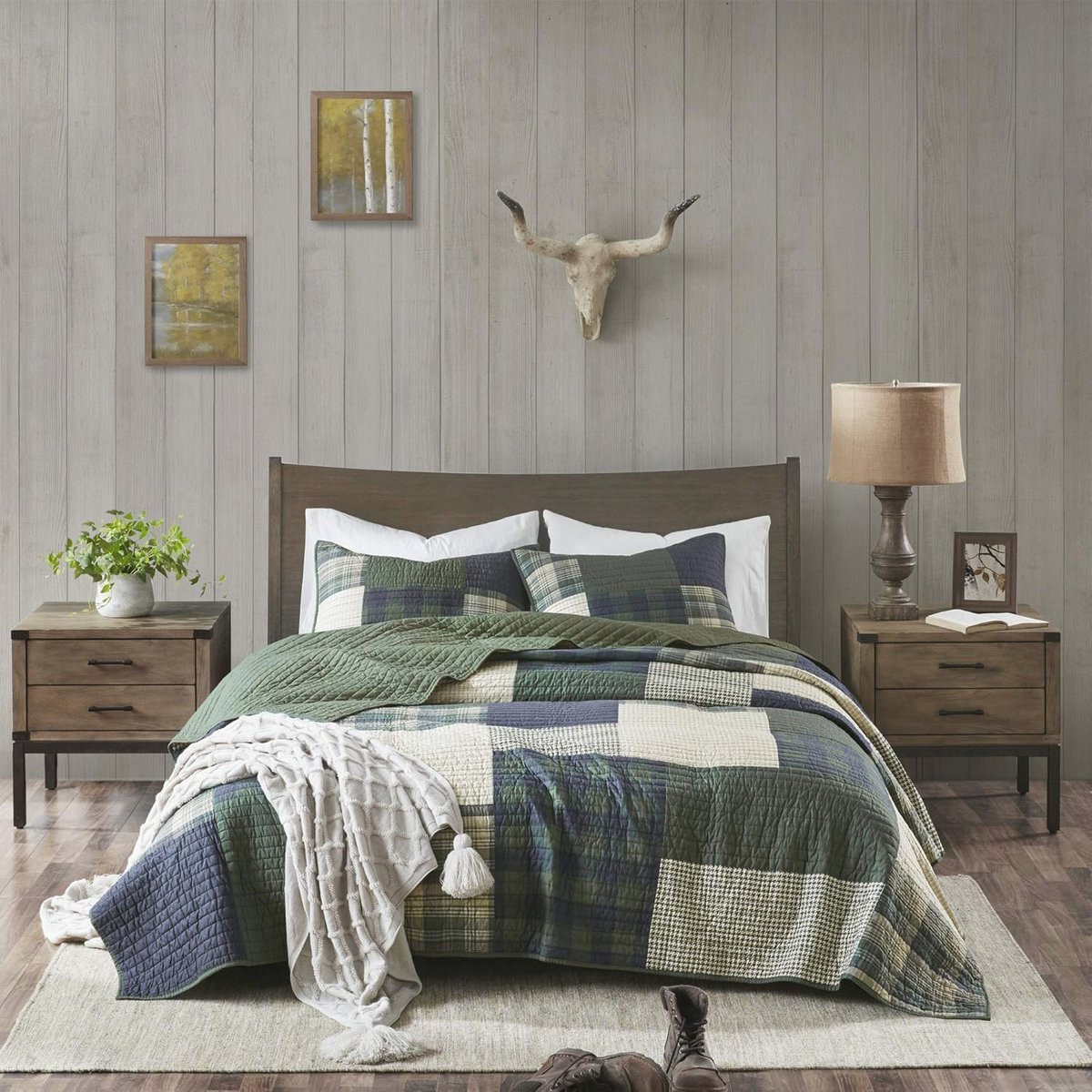 Ademende Sprei Beddegoed Set Groen Cal King 279 x 244 cm