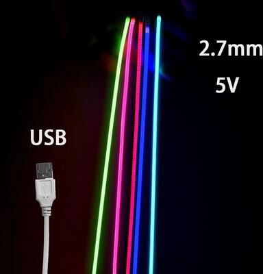 Uplift Essentials USB 5V COB LED Strip Light Ultra Thin Multicolor Tape 2m 5v 8mm pink