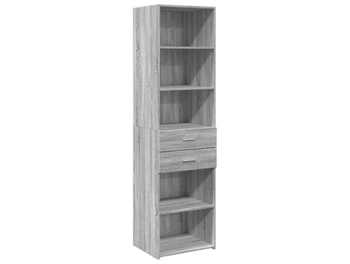 Roanoer Highboard Grau Sonoma 50x42,5x185 cm Holzwerkstoff Schrank Minimalistischer Beistellschrank in Grau Sonoma für Wohnzimmer und Flur mit reichlich Stauraum und robuster Oberfläche.