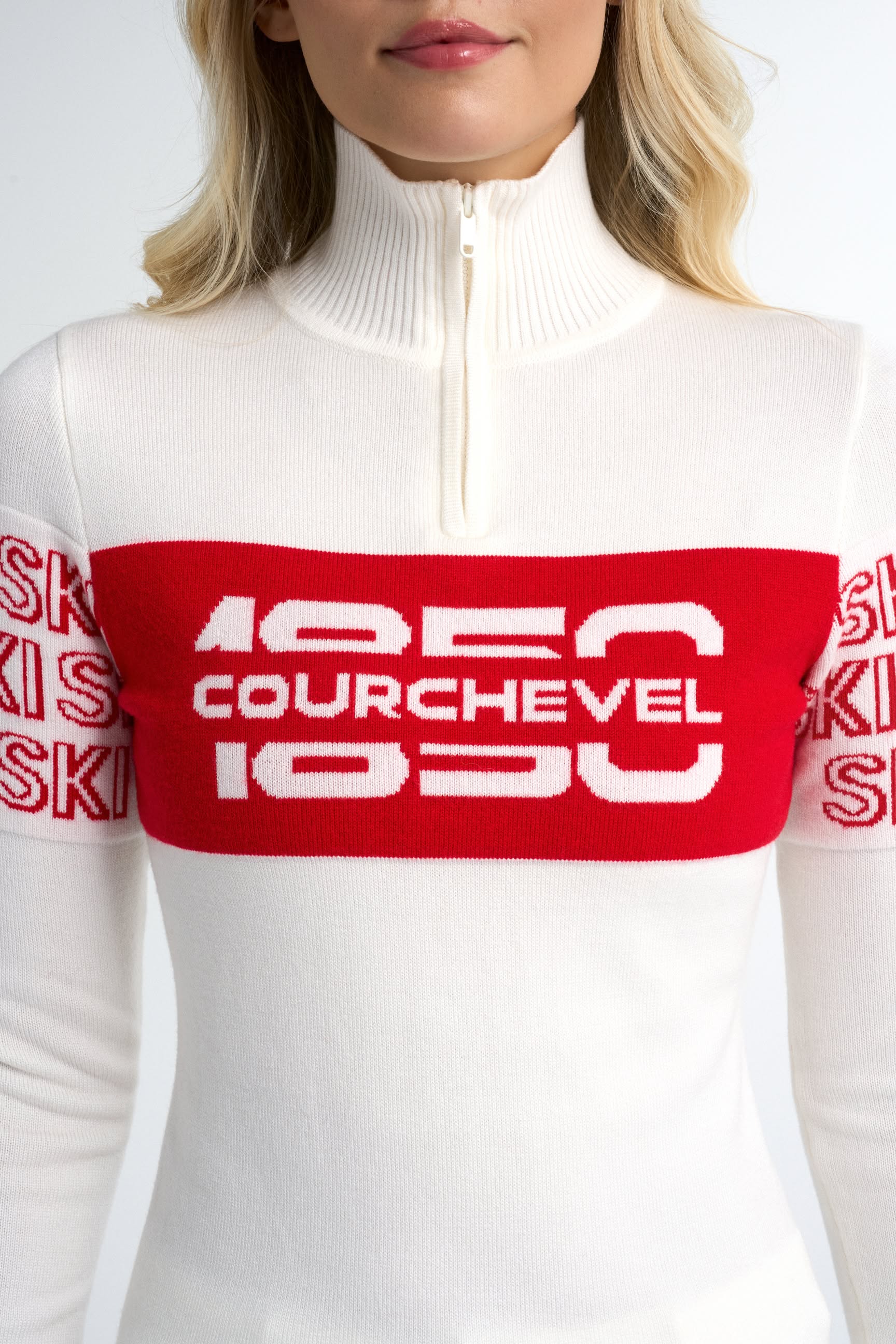 Famme Courchevel Zip Sweater White/Red XL