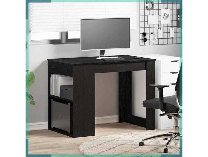 Bureau - 858687 - chêne noir - bois d'ingénierie - 1 tiroir