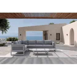 OUTFLEXX Manhattan Ecklounge, grau/silber, Alu/Polyester, inkl Beistelltisch, witterungsbeständig
