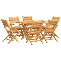 vidaXL 7-tlg. Garten-Essgruppe Massivholz Teak
