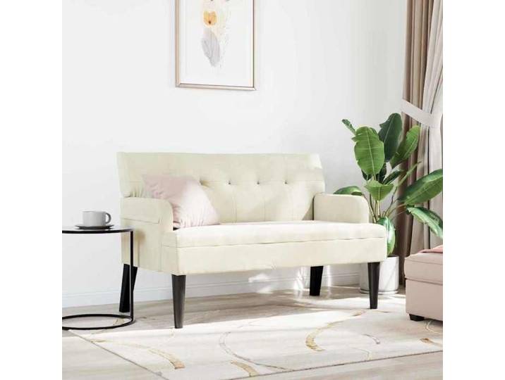 (SOLDES DEC)Banc/Banquette - Chaise de salon Chesterfield Crème 112x65 5x75 cm Velours 01_2709126