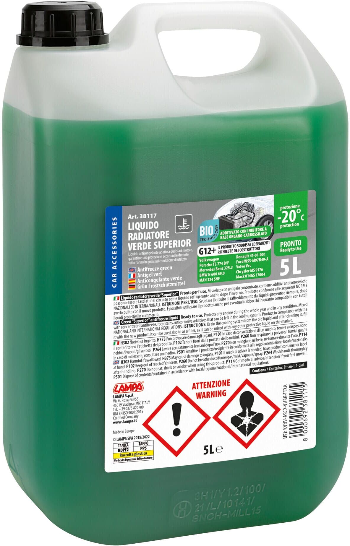  Superior-Verde G12+, liquido antigelo radiatore (-20°C) 5 L