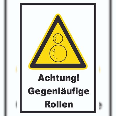 HB-Druck Achtung Gegenläufige Rollen A5 (148x210mm) Schild