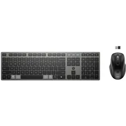 HP 725 Kombo mit wiederaufladbarer kabelloser Tastatur und Maus für mehrere Geräte, 499 g, 538 mm, 1 (DE, Kabellos), Tastatur, Schwarz
