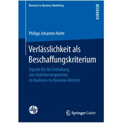 Verlässlichkeit als Beschaffungskriterium, Fachbücher von Philipp Johannes Nolte