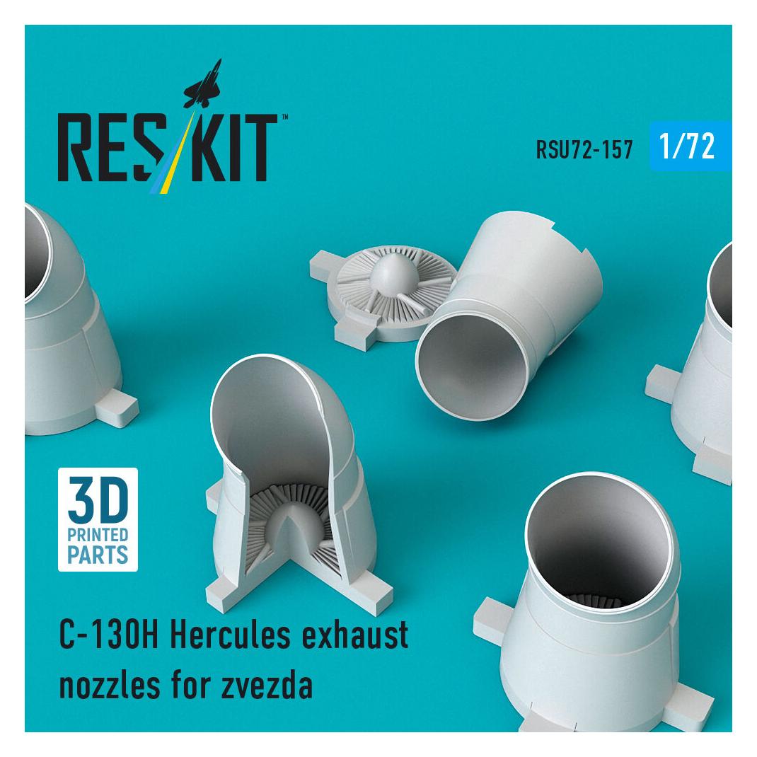 ResKit C-130H Hercules exhaust nozzles for Zvezda kit (3D Printed) (RSU72-0157)