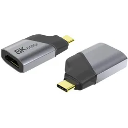 PremiumCord Adapter USB-C to HDMI 8K @ 60Hz, 4K@144Hz Aluminium (HDMI), Video Adapter, Grau