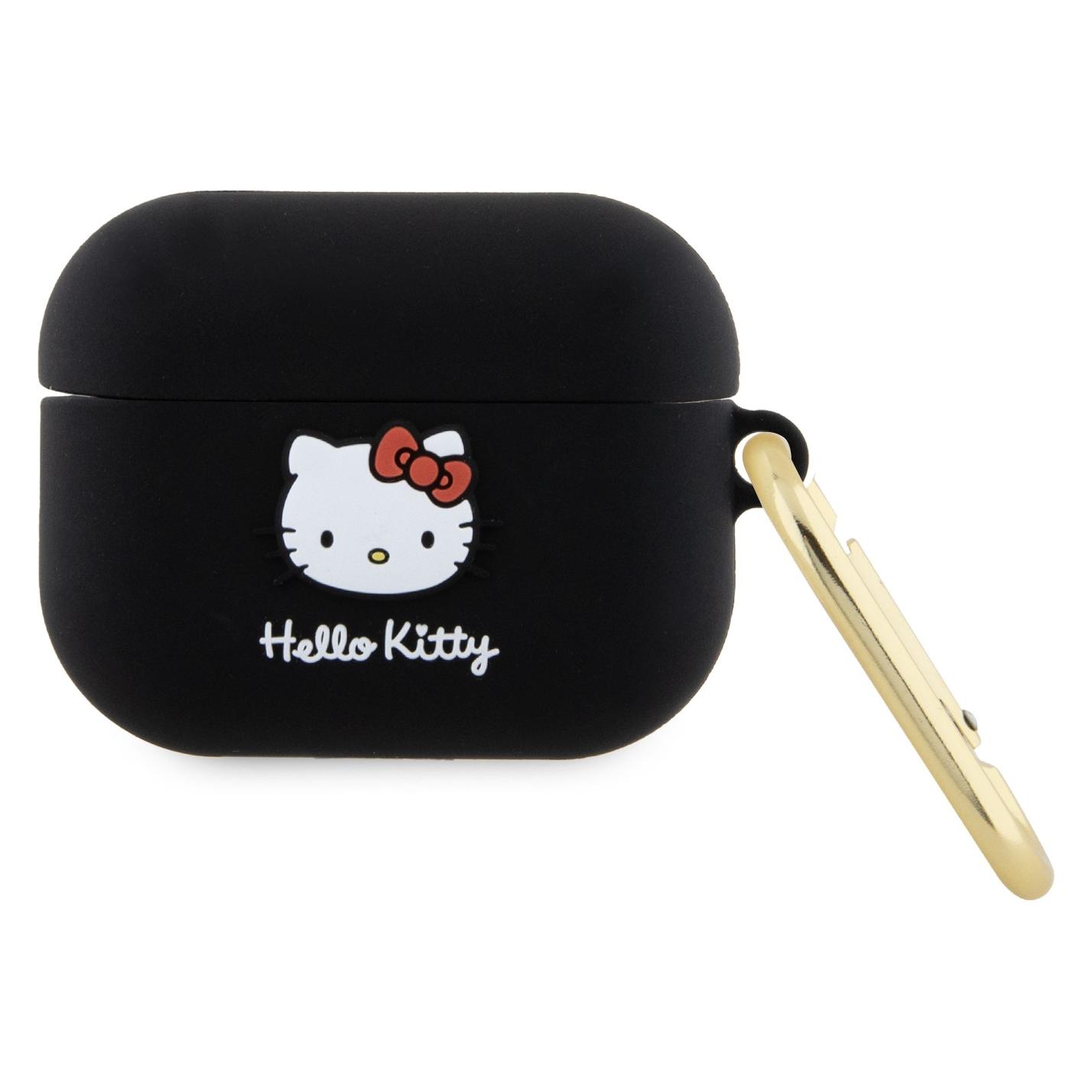 Hello Kitty HKAP3DKHSK Airpods Pro cover czarny/black Silicone 3D Kitty Head (Kopfhörer Hülle) (1696244904)