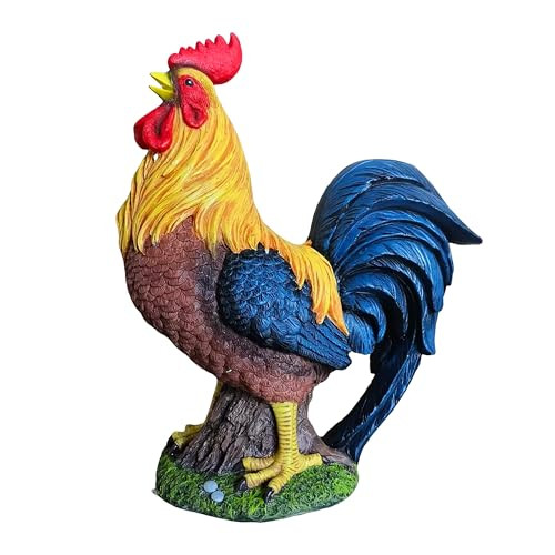Relaxdays tuinbeeld trotse haan, meerkleurig, Hoogte: 37 cm, Breedte: 32 cm, Diepte: 16 cm