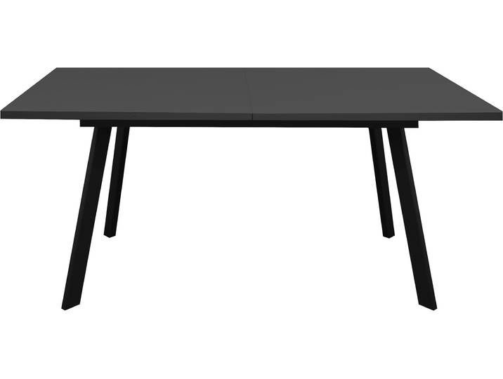 Esstisch MÄUSBACHER Imola , grau (schwarz matt, glas anthrazit glanz, schwarz matt, glas anthrazit glanz), B:160cm H:2cm T:90cm, Tische, Esstisch, Mäusbacher Esstisch, Breite 160 cm, mit Glasoberplatte, 4 Metallfüsse