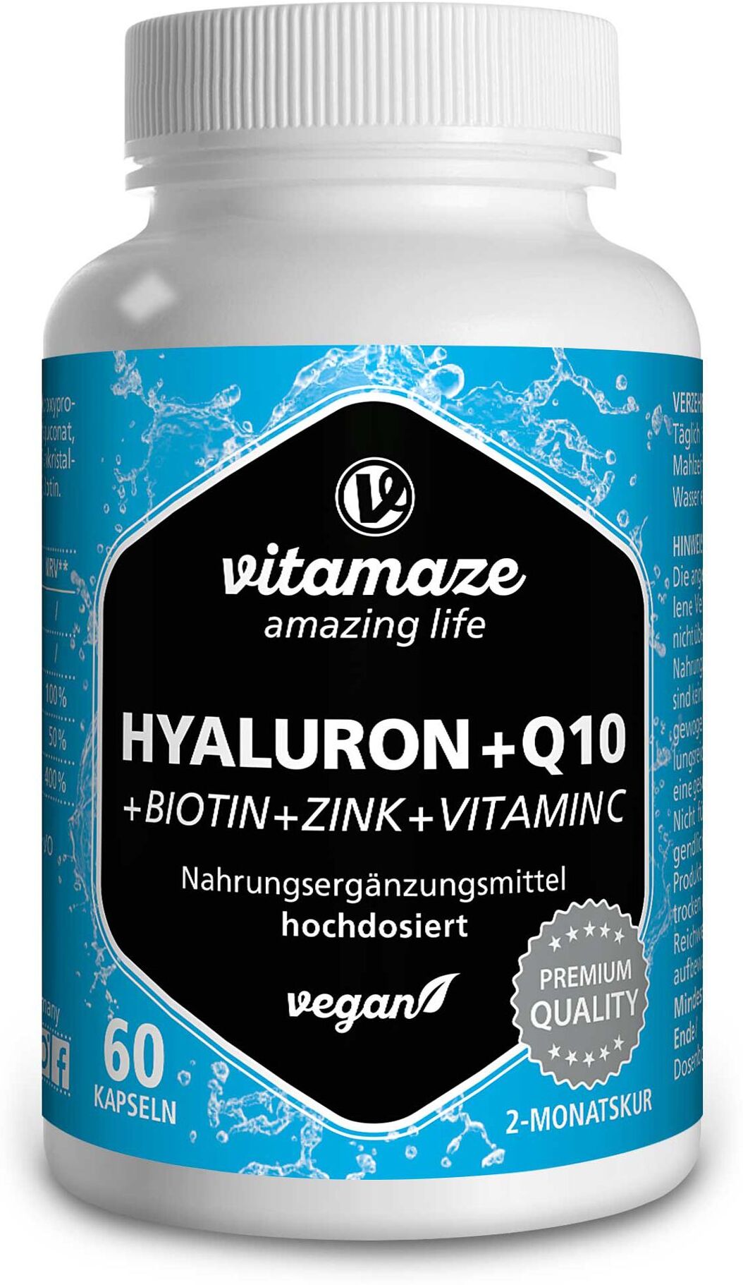 vitamaze Hyaluronsäure 200 mg hochdos.+Coenzym Q10 vegan 60 St Kapseln