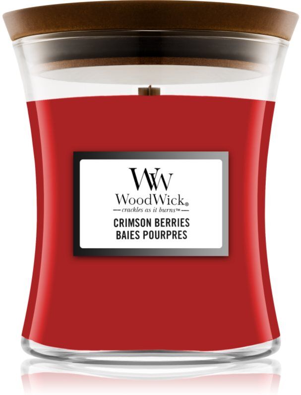 Woodwick Crimson Berries bougie parfumée avec mèche en bois 85 g