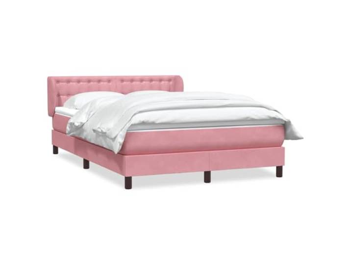 LKJephalotrop Boxspringbett 140x210 Samt Rosa mit Matratze Topper Kopfteil Komplettset fürs Schlafzimmer mit punktelastischer Taschenfederkernmatratze, Topper und verstellbarem Kopfteil.