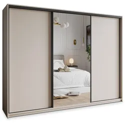 SCHWEBETÜRENSCHRANK TAVI 270/205/60 cm 3-türig mit Spiegel Kaschmir