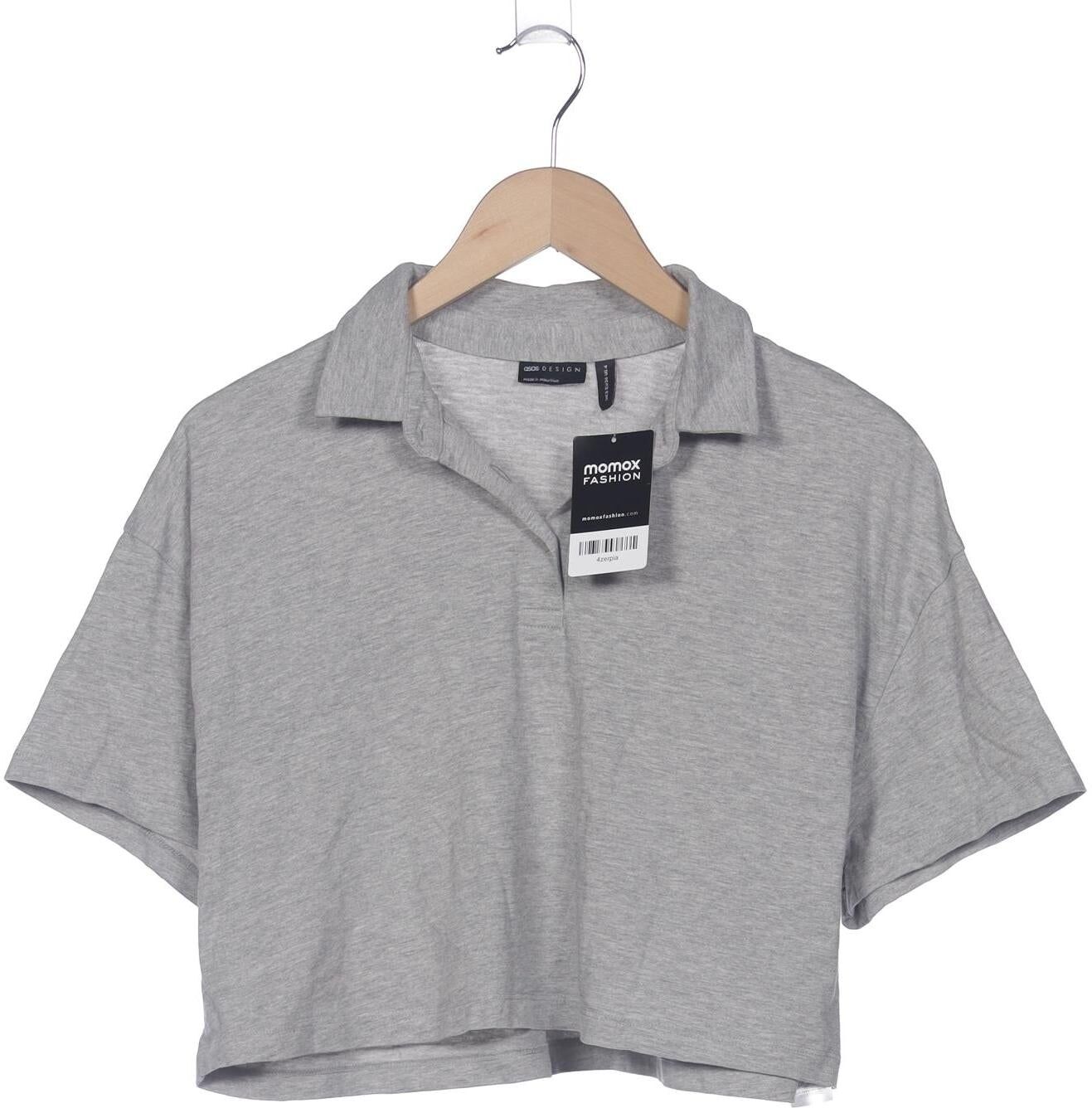 asos Damen Poloshirt, Grau, Gr. EU 36, Baumwolle / Viskose - Second Hand