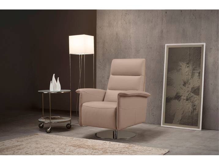 Relaxsessel, Leder NUVOLE, Rosa Beige, 83×105×92 cm, Drehbar, Manuelle Relaxfunktion, Modern, EGOITALIANO