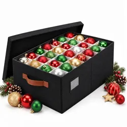 Relaxdays Weihnachtskugel Aufbewahrungsbox Braun,Schwarz