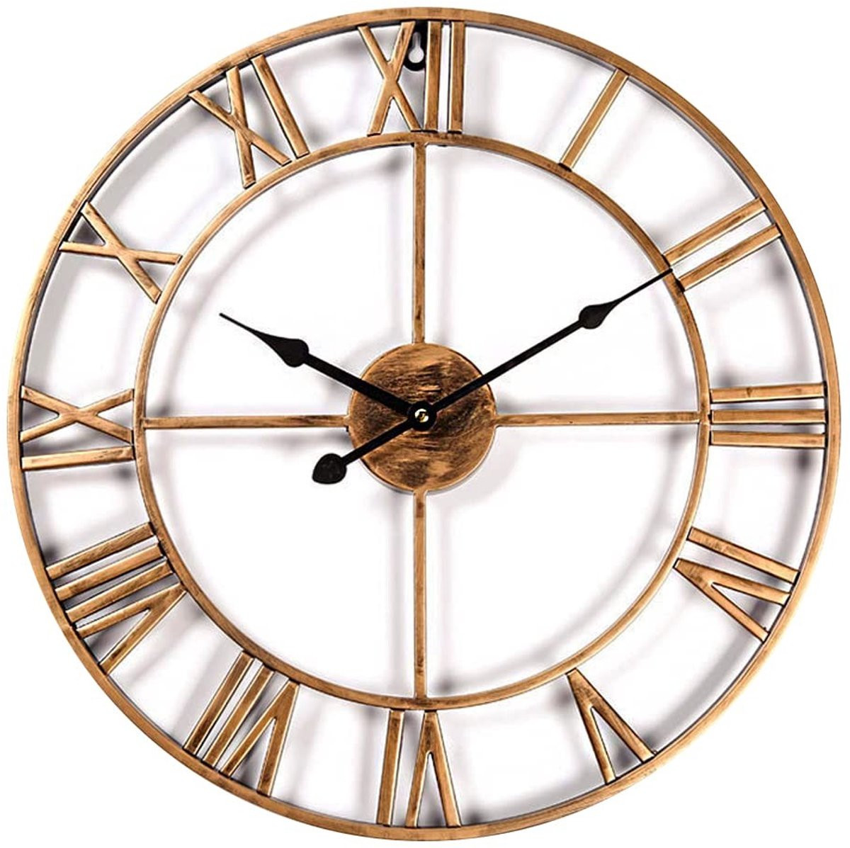 Omgoods Vintage Stille Wandklok - Bronzen Metalen Skeleton Klok - 40 cm