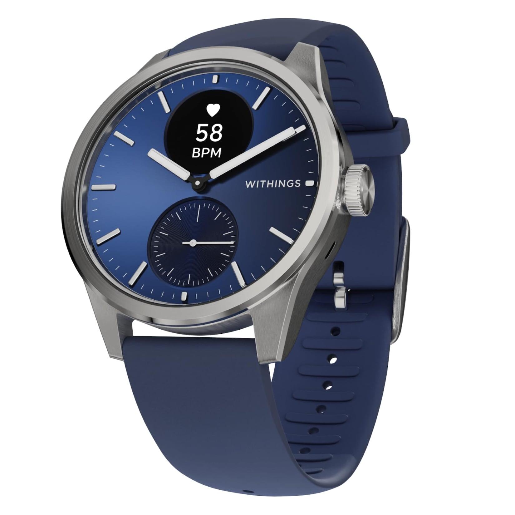Withings ScanWatch 2 - 42mm Blau Smartwatch (Herzfrequenzmessung, Schrittzähler, Schlaf-Tracking)