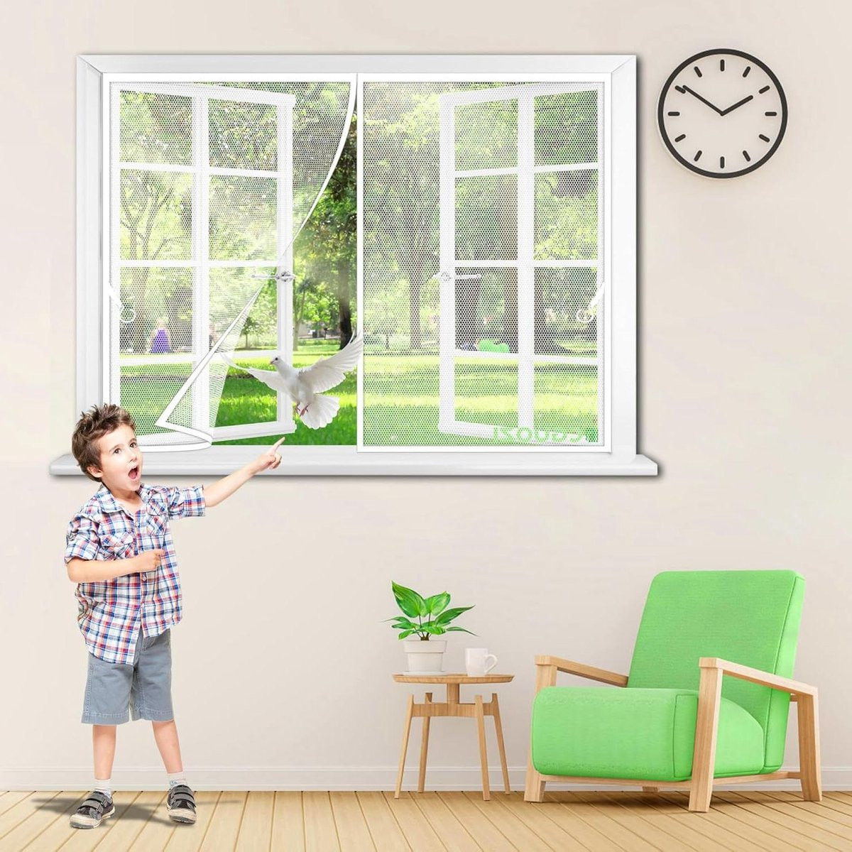 Wit Magnetisch Horraam - Zelfsluitend Vliegengordijn voor de Deur - 50 x 190 cm