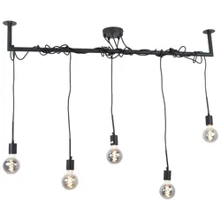 Hängelampe Bar 5-flammig Schwarz 120cm