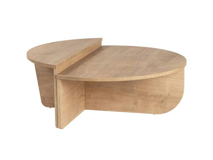 Table basse modulable ronde effet chêne clair ø90 cm