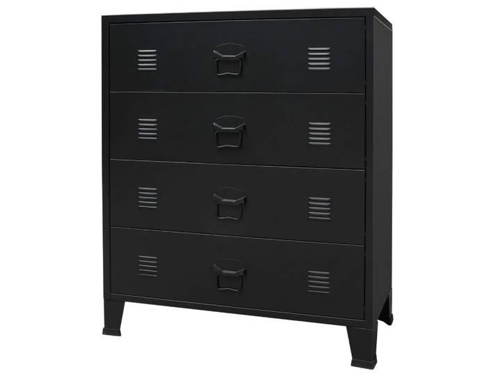 vidaXL Schubkastenkommode, Schubladenschrank Metall Industrie-Stil 78 x 40 x 93 cm Schwarz