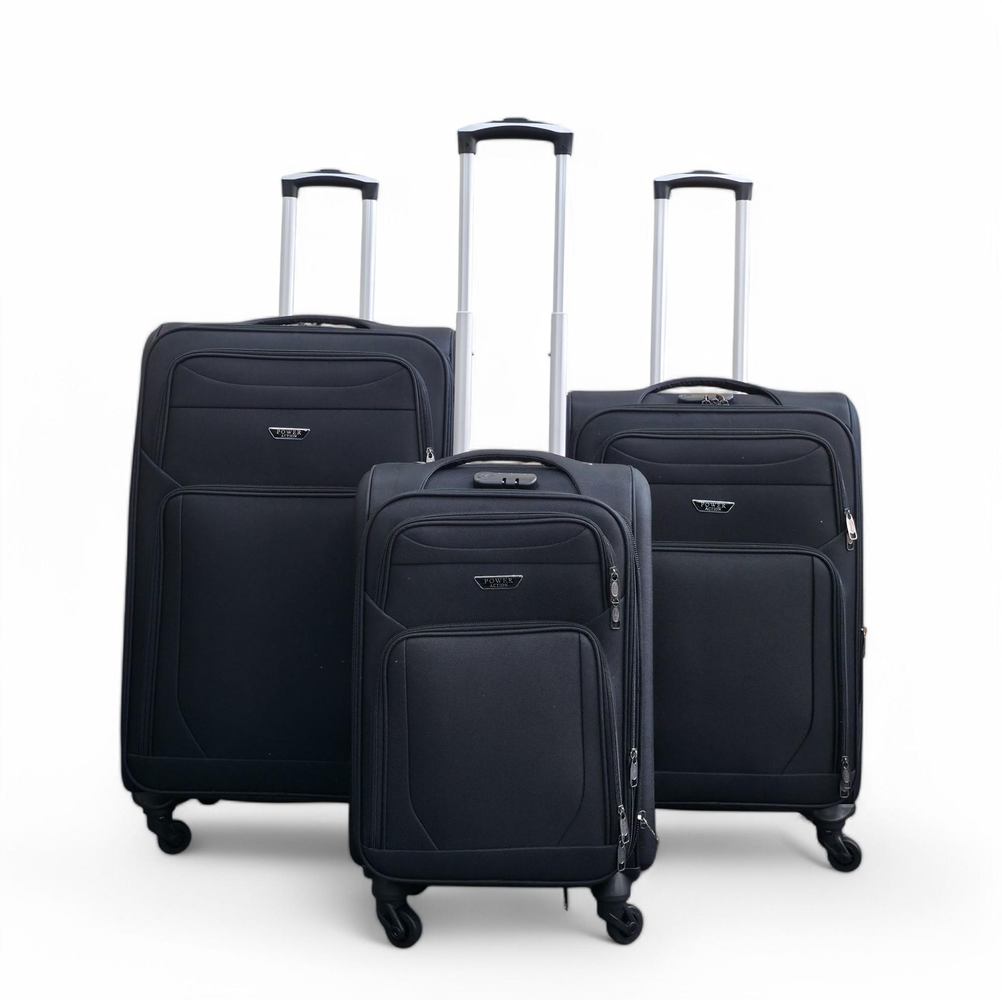 Reisekoffer mit 4 Rädern, weiche Schale, leicht, aus schwarzem Nylon, für den Urlaub