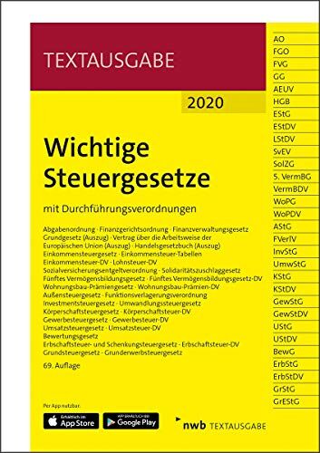 NWB Gesetzesredaktion - Wichtige Steuergesetze: mit Durchführungsverordnungen. (Textausgabe) - Preis vom 09.10.2026 07:28:09 h