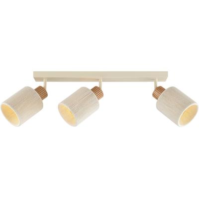BRILLIANT Deckenstrahler "Arlo", beige (beige, holz), 3, H: 21,5cm, 1 Stk., Leuchten, E27 Fassung, Strahler schwenkbar, Metall/Holz/Textil, beige, Deckenstrahler