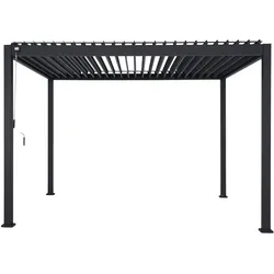 Mirador, Pavillon, Pergola 111 Deluxe 3x3,6 m Aluminium Anthrazit verstellbares Lamellend (360 cm, 300 cm)